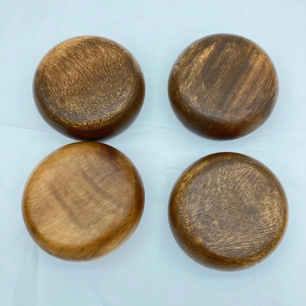 Wood Snack Bowls Set of 4 4in Brown Handcrafted Mid Century Style